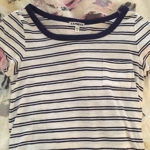 Express White Top With Blue Stripes